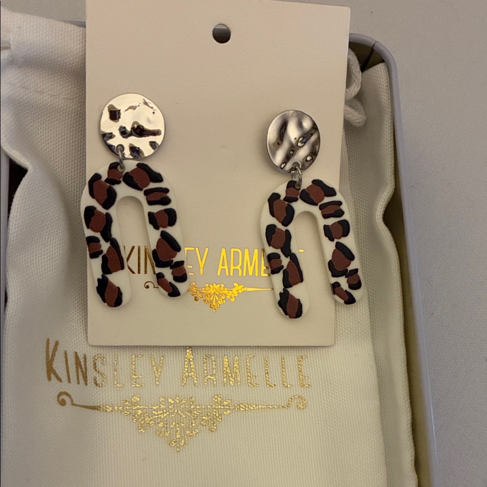 Kinsley Armelle Leopard Print Earrings - Black and Brown